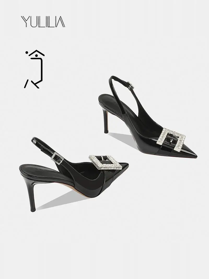 

YULILIA Sexy Fashion Nightclub Party Wedding Office Queen Woman Square Buckle Thin Heel Pointed High Heels French Single Shoes