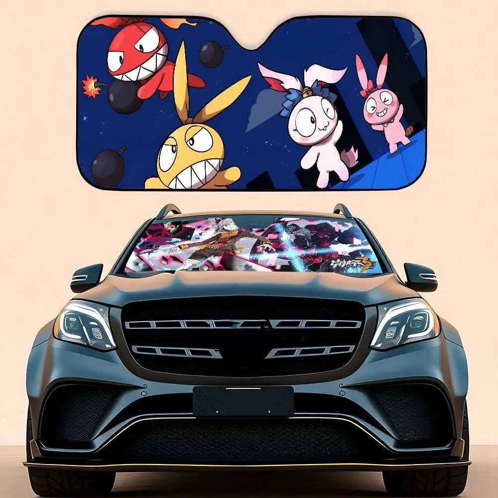 Honkai تأثير الزجاج الأمامي ظلة نافذة السيارة غطاء الزجاج الأمامي الشمس الظل السيارات الشمس قناع سيارة يغطي سيارة الحماية من الشمس