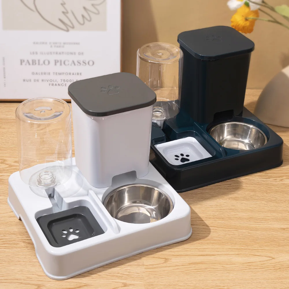 

Cat Automatic Feeder Water Dispenser 2-in-1 Cat Food Bowl Dual-use Large Capacity
