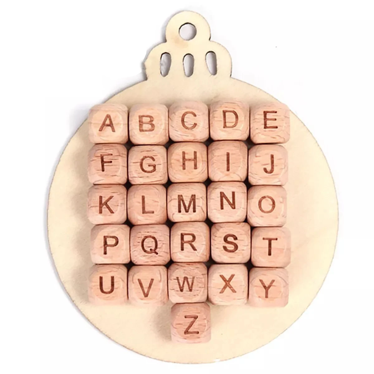 100pcs 10mm Natural Beech Wood Letter Block Beads A-Z Alphabet Cube DIY Baby Pacifier Clips Dummy Chain Nipple Holders Smooth