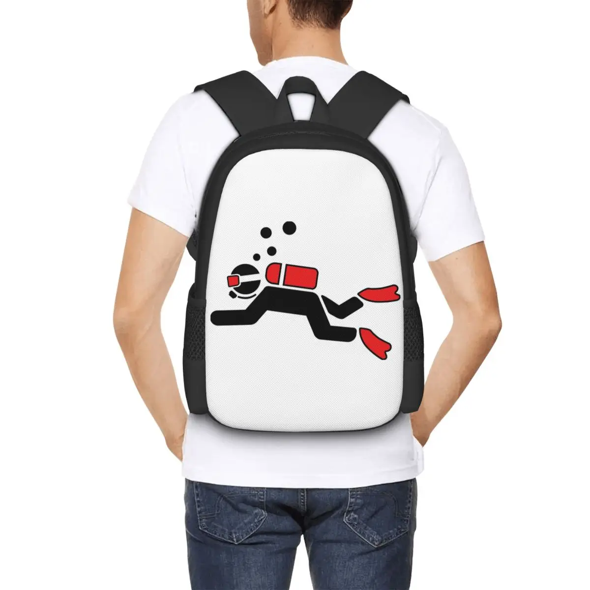 

Red Scuba Diver Student Backpack School Bag Hiking Travel Daypack for Men Women Fashion Bookbag Shoulder Bags