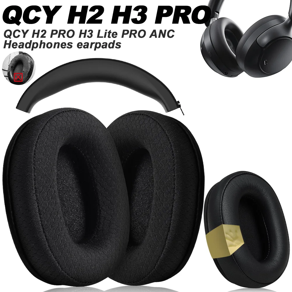 Earphone pads For QCY H2 PRO H3 Lite PRO ANC  replacement  Earpads Mesh cloth Memory Covers Sponge Soft Protein