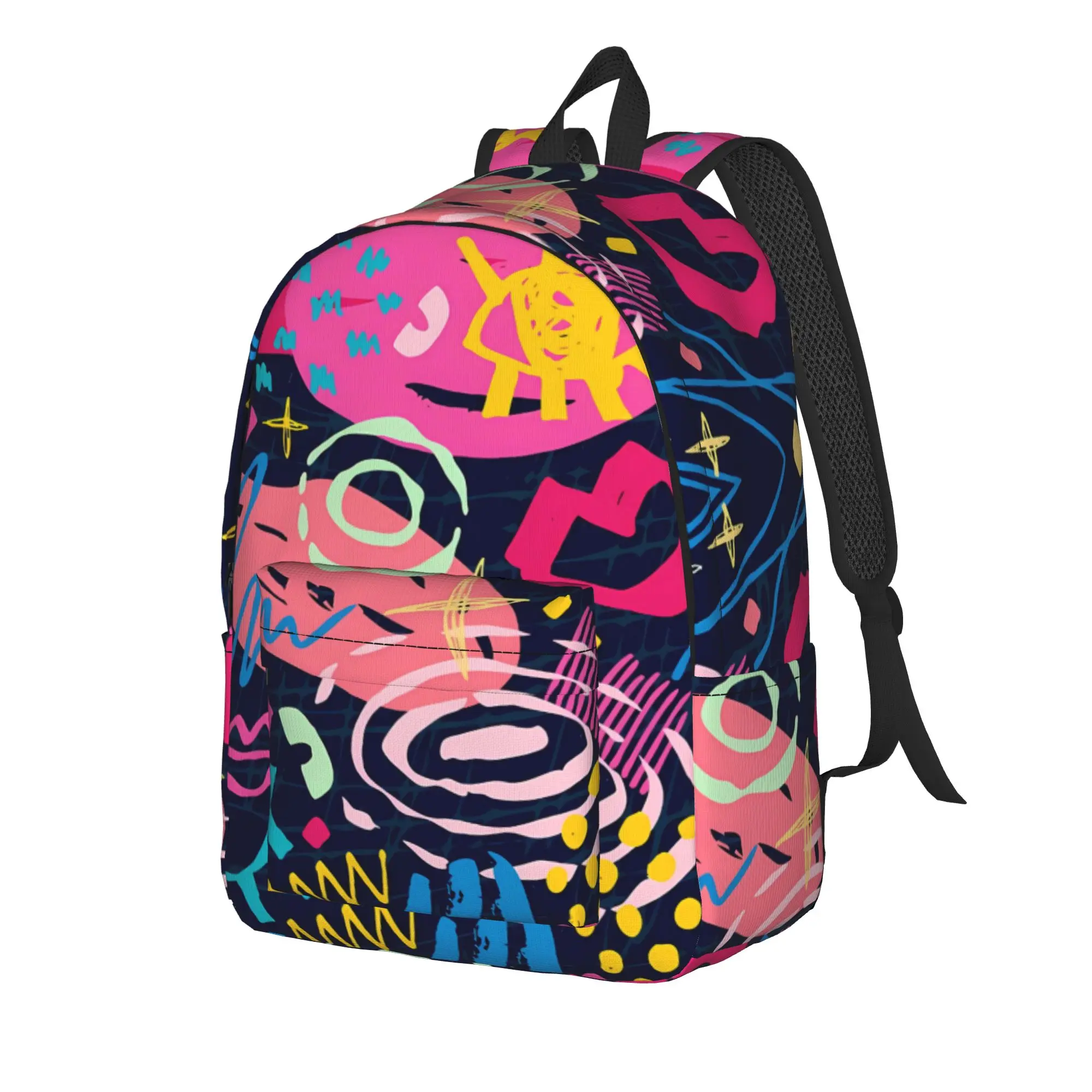 Graffiti Pop Color Shapes Anime Backpack Colorful Geometry 3D Print College Backpacks Male School Bags Durable Rucksack
