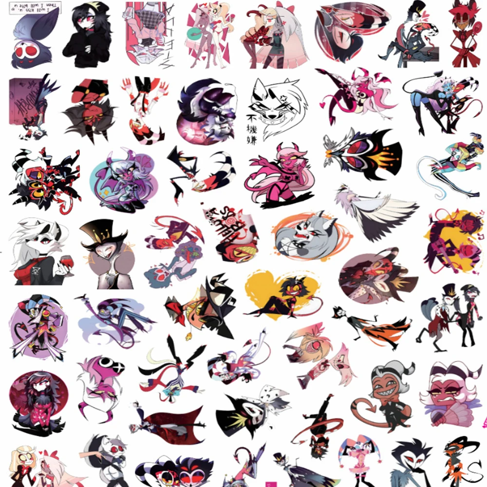 10/30/50/100pcs Cool Cartoon Helluva Boss Stickers Decal Toy for Luggage Stationery  Phone Case Suitcase Funny Sticker Graffiti