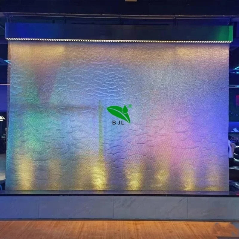 custom.Home Garden Customized Led Light Steel Wire Mesh Waterfall Wall Feature Landscape Wall