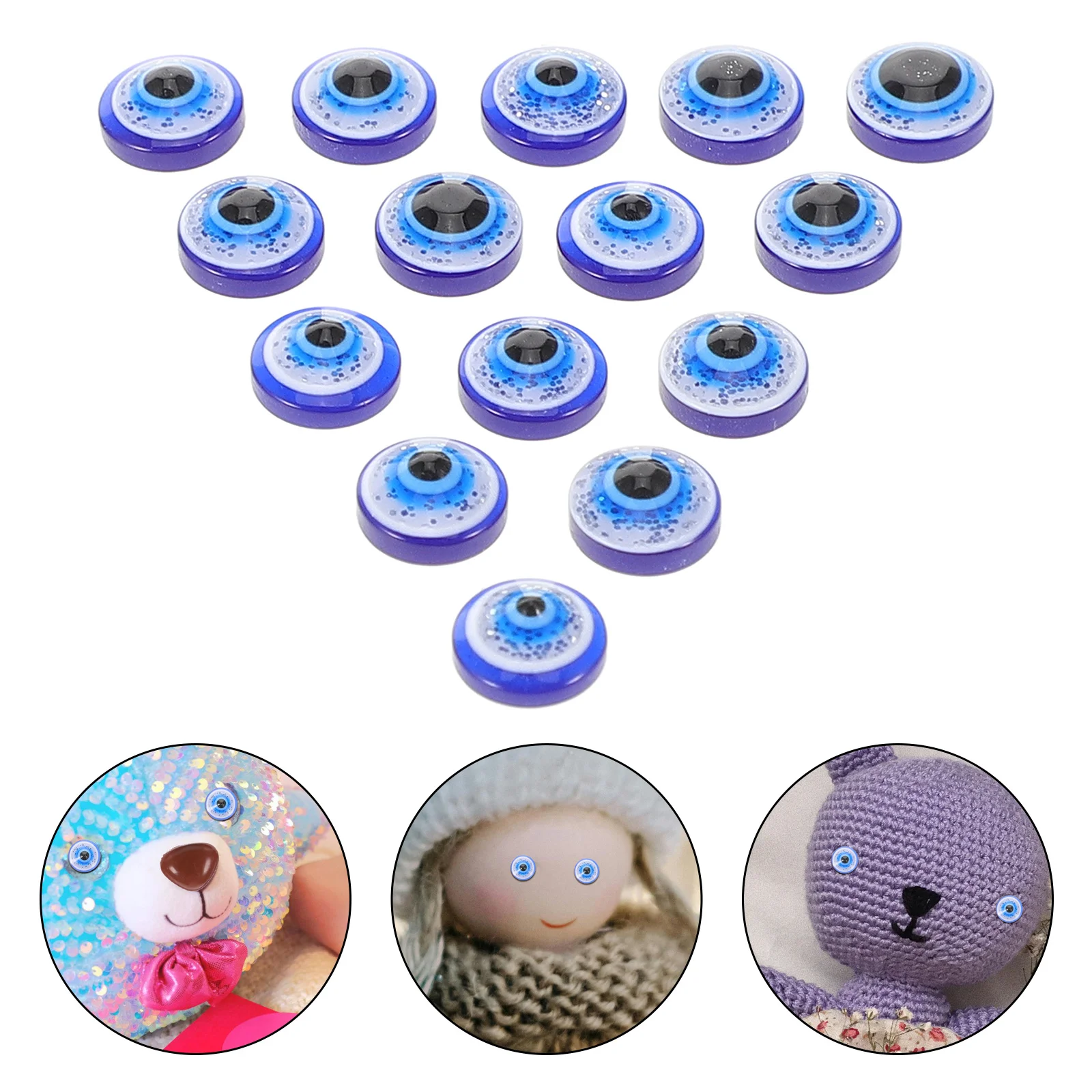 

100Pcs Blue Evil Eye Resin Beads Flat Back Oblate for Jewelry Making DIY Necklace Bracelet Scrapbooking 6x6mm Blue Eyes Bead