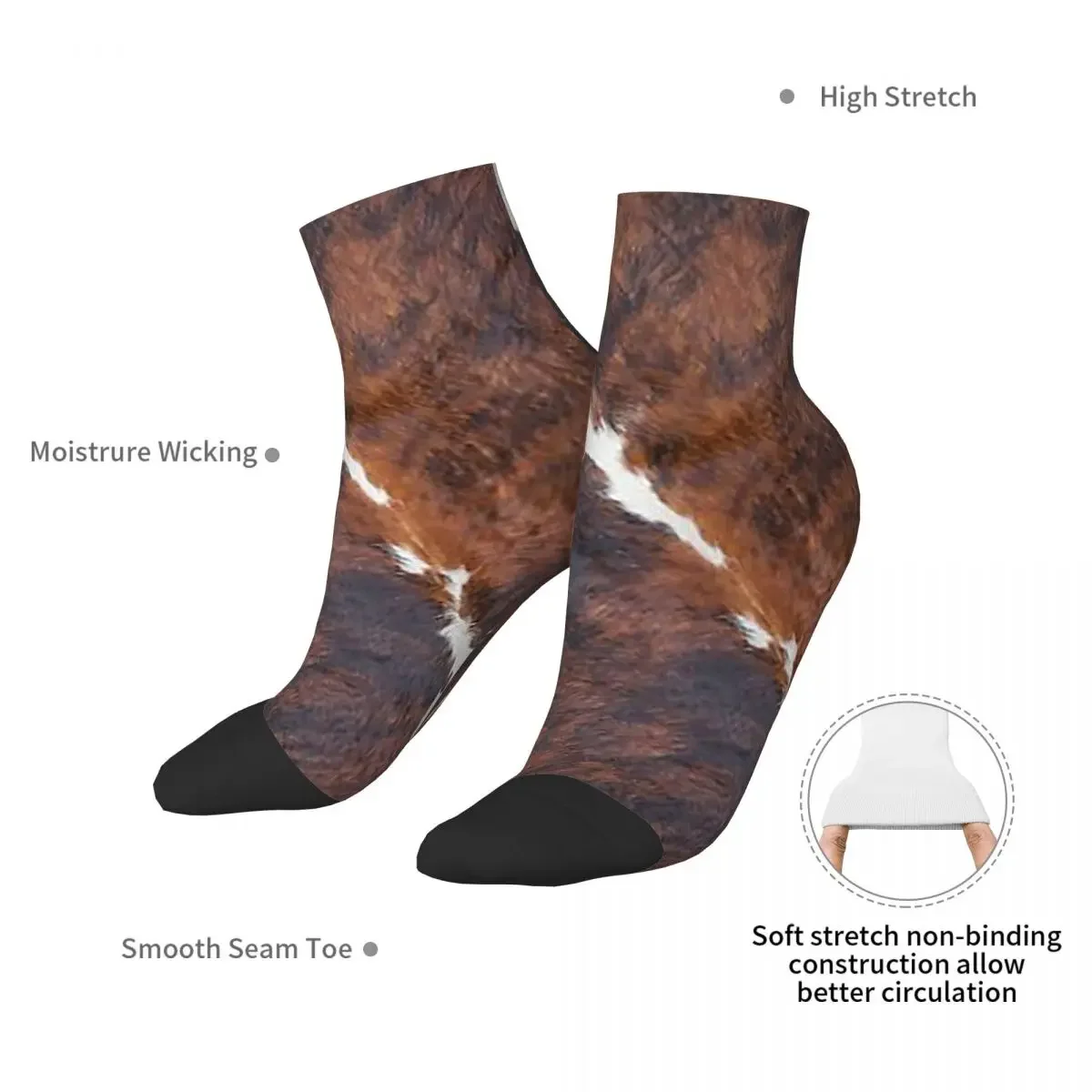 Stylish Cow Fur Cowhide Texture Cow Skin Print Patter Socks Harajuku Stockings All Season Socks Accessories for Unisex