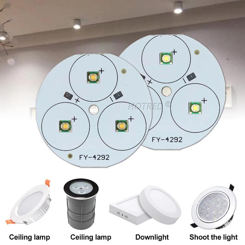 3W 9W LED PCB Board Welding Install 3X1W 3X3W XE2 3535 Chip Diodes Round Aluminum Base Plate Warm Cold White 450nm 660nm Celling