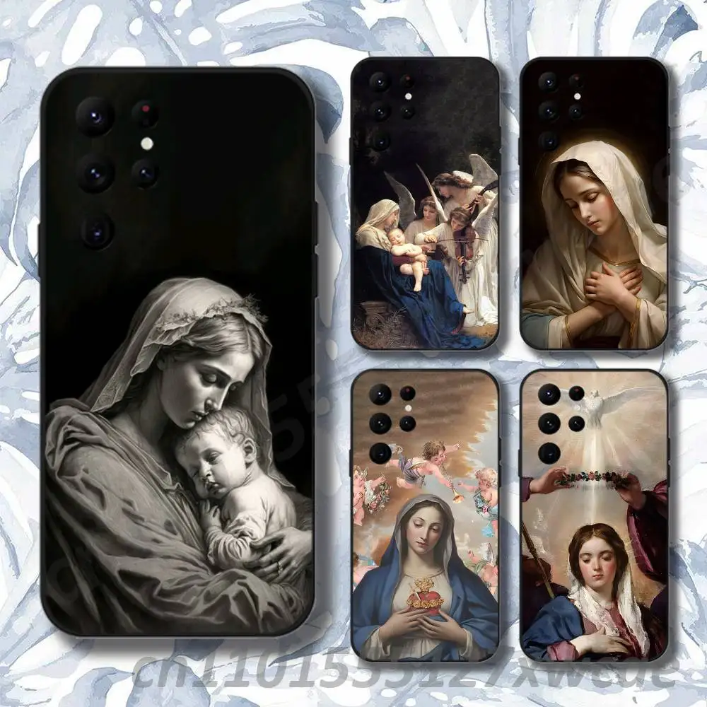 Virgen Mary Virgin Bible Phone Case For Samsung S10,S21,FE,S21 ,S26,S25,S24,S23,Ultra,S9,S22,Plus Black Shell Cover