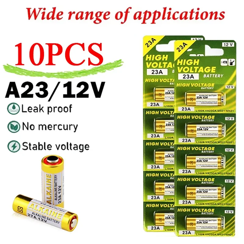 10 SZTUK 12V baterii alkalicznej A23 23A 23GA A23S E23A EL12 MN21 MS21 V23GA L1028 GP23A LRV08 do zdalnego sterowania dzwonkiem do drzwi suchych