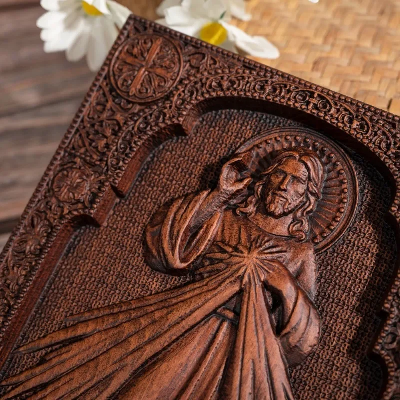 Religious Wood Catholic Jesus Image The Sacred Divine Mercy Jesus Wall Plaque