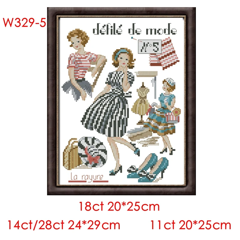 Kit punto croce modello serie 5 figure 28ct 18ct 14ct 11ct può essere personalizzato Kit di materiale da ricamo a mano in tessuto stampato