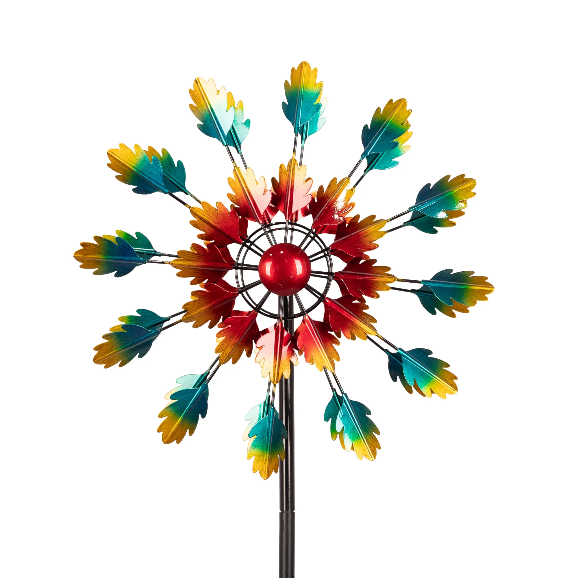 60 INCH Garden Decorative Feather Metal Wind Spinner Outdoor Windmill