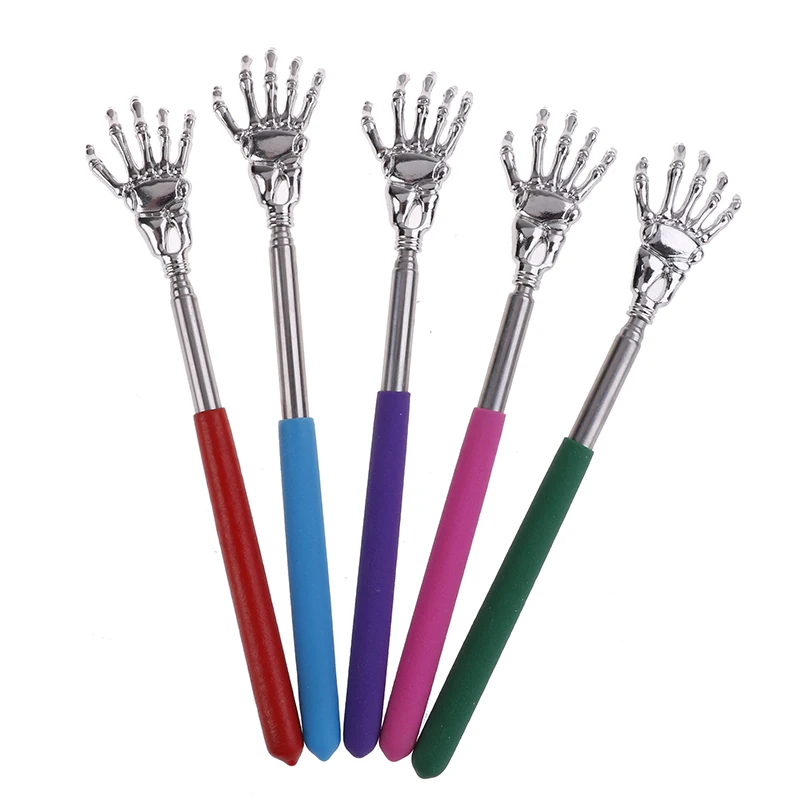 1Pc Adjustable Stainless Steel Back Scratcher with Retractable Claw for Portable and Convenient Massage and Tickle Relief Random