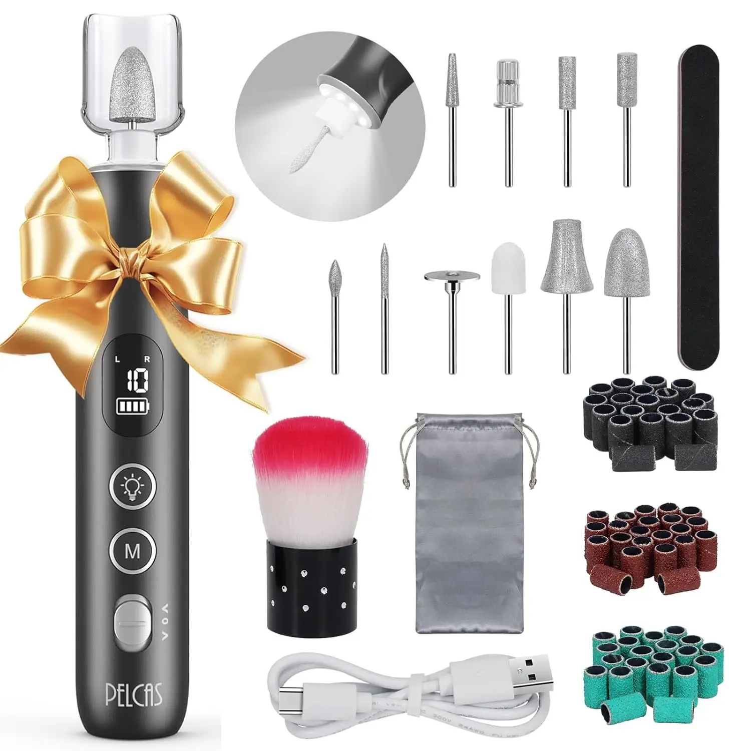 

Электрическая машинка для маникюра и педикюра, 10 скоростей, беспроводная, с LED-подсветкой, портативный набор для натуральных и акриловых ногтей