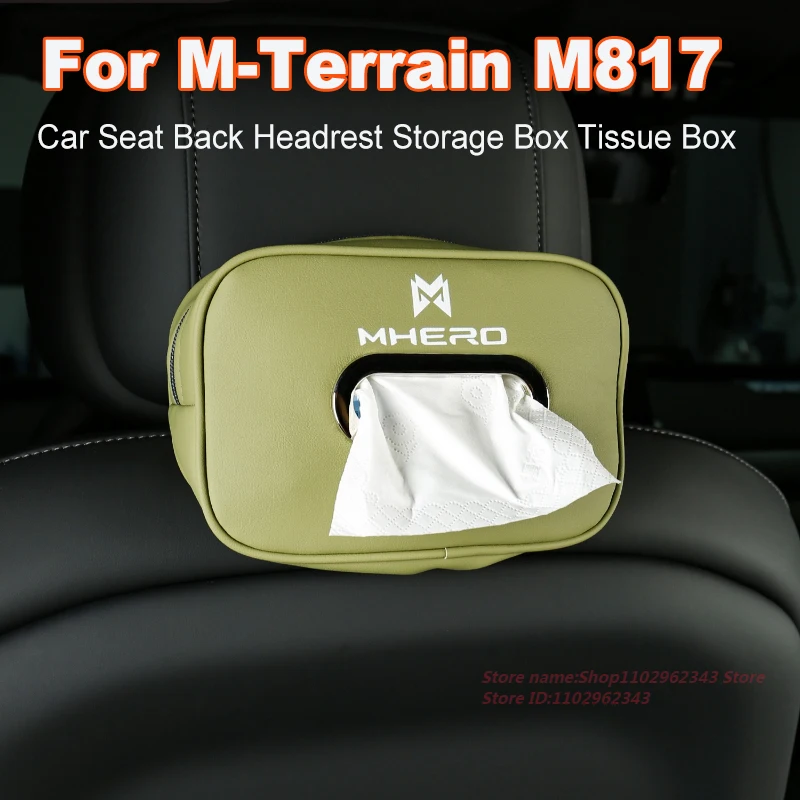 

For MHERO M-Terrain M817 M917 Car Seat Back Headrest Storage Box Tissue Box Leather Interior Decorative Modified Accessories