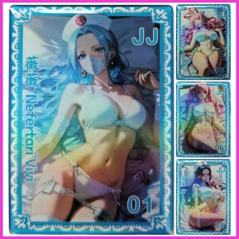 

Anime ONE PIECE Rare JJ Epoxy Refraction Game Collectible Cards Vivi Shirahoshi Perona Nico Robin Toys for boys Birthday Present