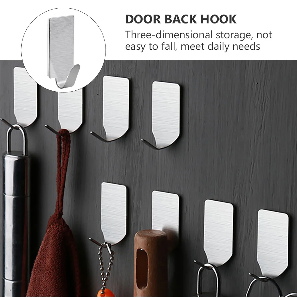 

30Pcs Adhesive Hooks Punch Free Strong Stainless Steel Traceless Wall Hanging Hooks for Bathroom Kitchen Coat Key Towel Storage
