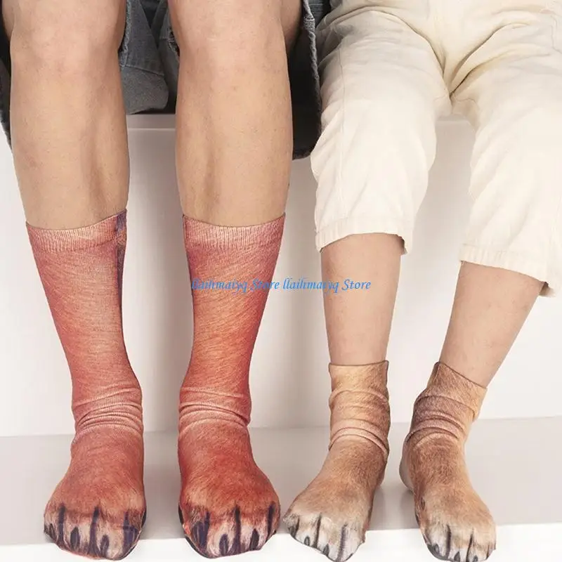 573B Dorosłych mężczyzn Kobiety Zabawne zwierzęce Socks Symulacja For Cat Dog Leopard Claws Nowość