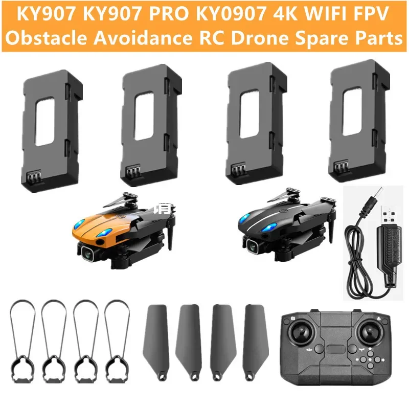KY907 KY907 PRO KY0907 Obstacle Avoidance 4K RC Drone Spare Parts 800mAh Battery/Remote Control/Propeller/Protect Frame/USB Line