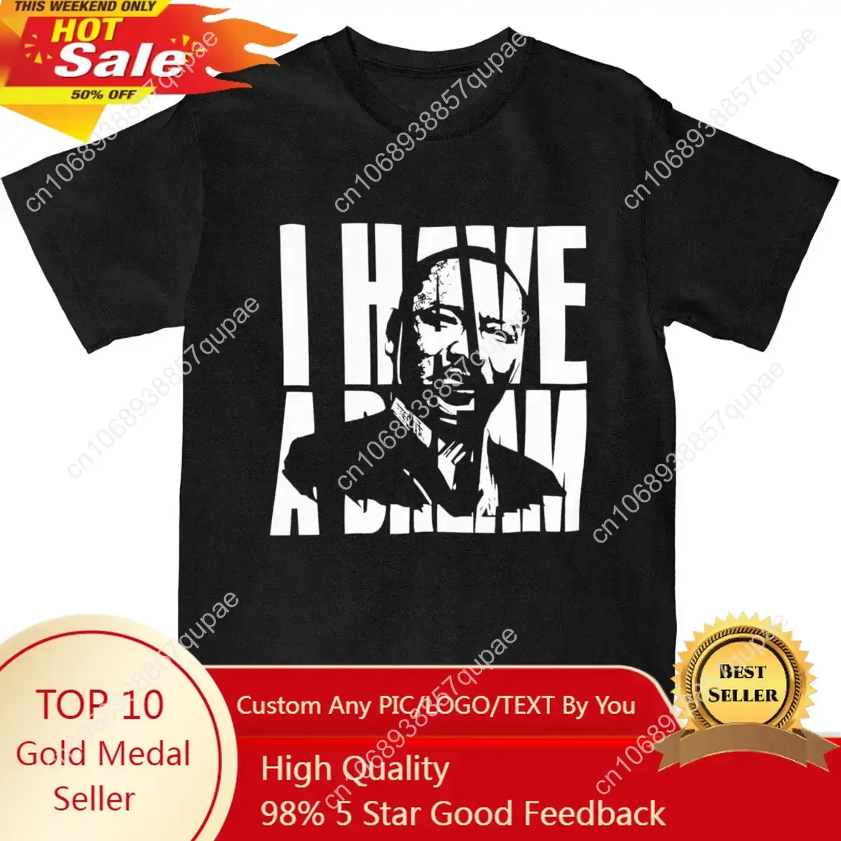 

I Have A Dream Martin Luther King T Shirts Apparel for Men Women Pure Cotton Vintage T-shirt Short Sleeve Clothing