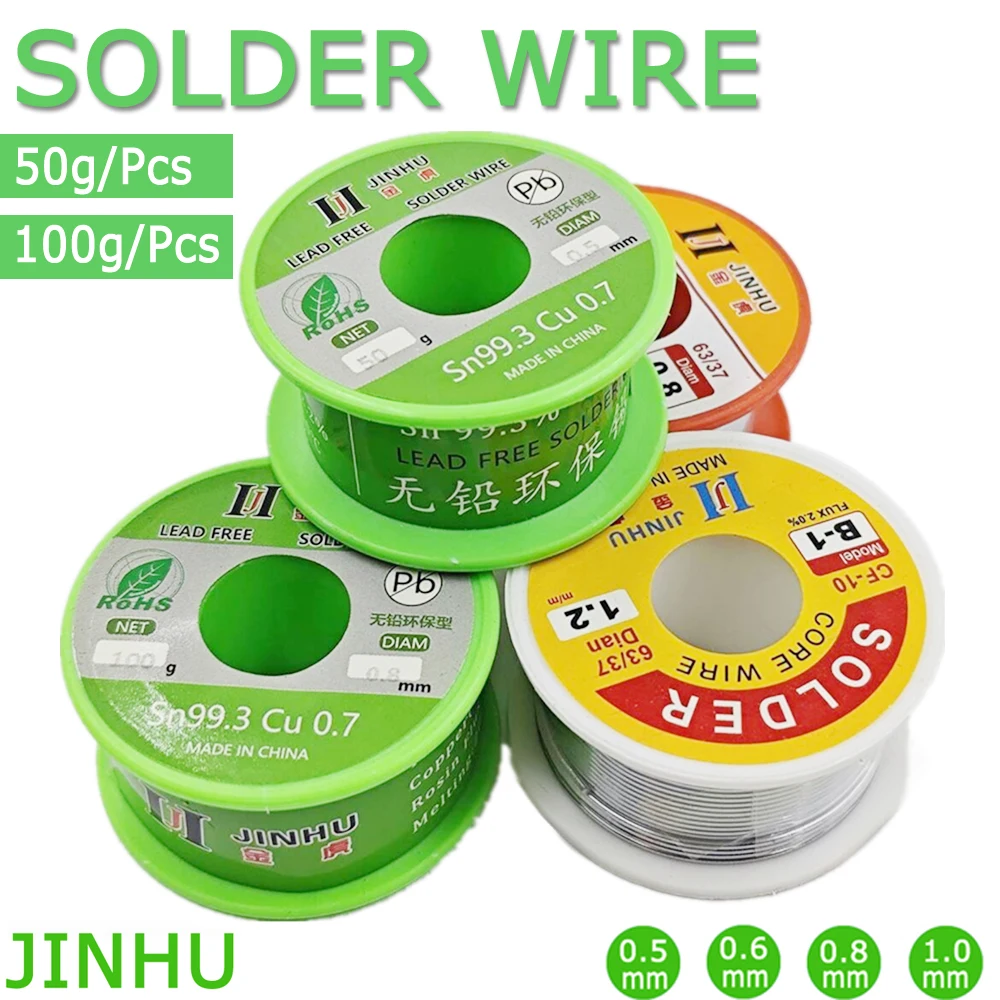 

JINHU 50g/100g Solder Tin Wire Eco-friendly Low Melting Point No Clean Needed SN99.3 CU0.7 Leady Free/Leady Soldering Tin Wire