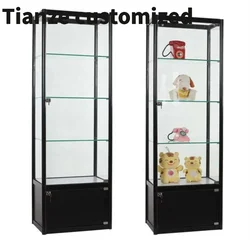 Customized-Fashionable Wooden Display Showcase LED Light Glass Display Cabinet Floor Display Stands Shop