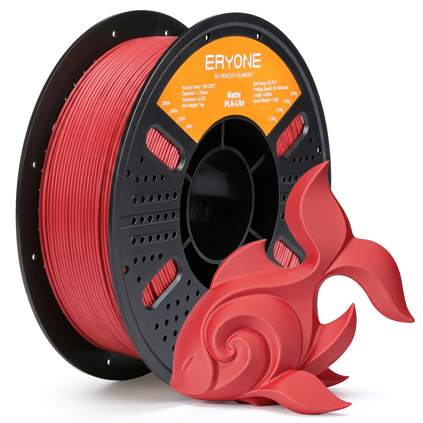 ERYONE 1KG PLA-Lite Mattes Filament 1,75mm, Leichtgewichtiges 3D-Drucker-Filament, Glatter Matter Finish Ohne Schichtlinien, 1kg Spule