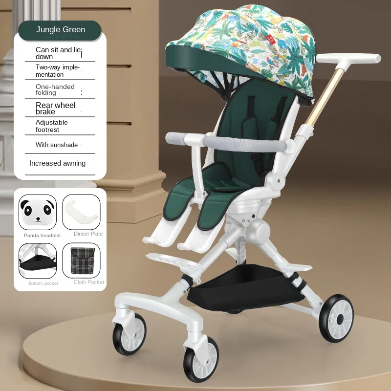 High Landscape Two-Way Baby Stroller, pode sentar ou deitar-se, leve, fácil de transportar, protetor solar, roda antiderrapante, absorção de choque