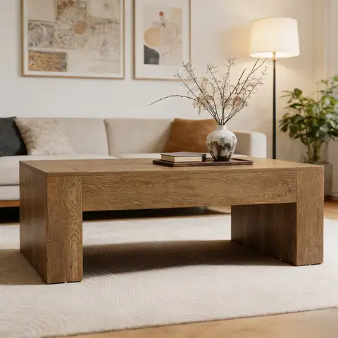 Rectangular Coffee Table for Living Room 51-Inch Farmhouse Center Cocktail Table