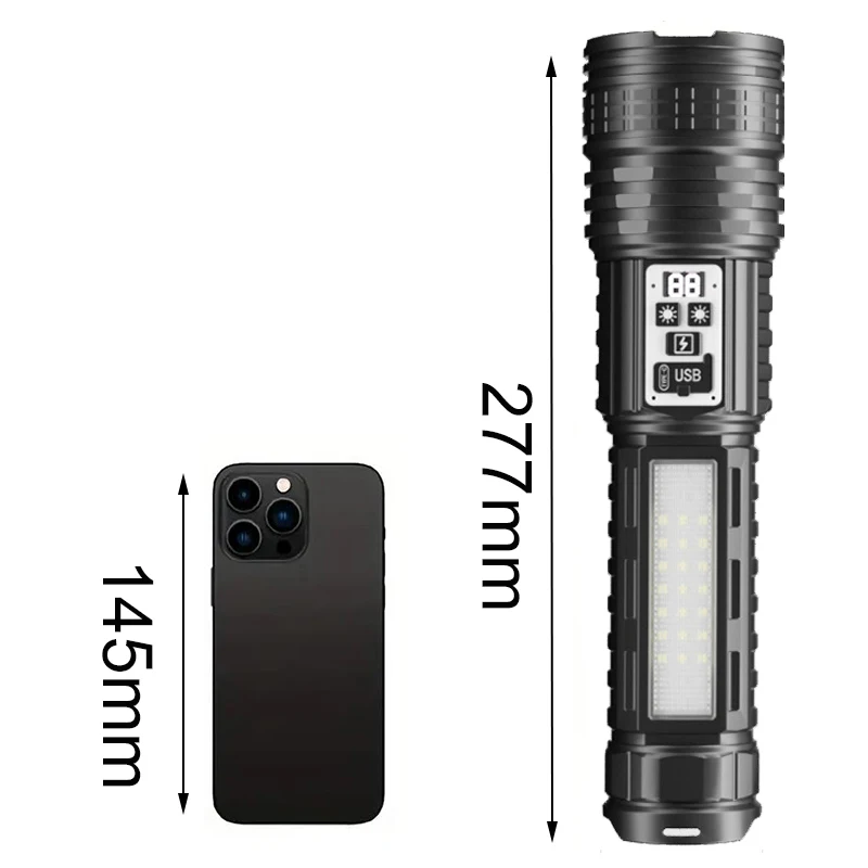 High Power Rechargeable Flashlight White/Yellow Laser Dual Light Source Torch Far Fishing Hunting Tactical Flashlight