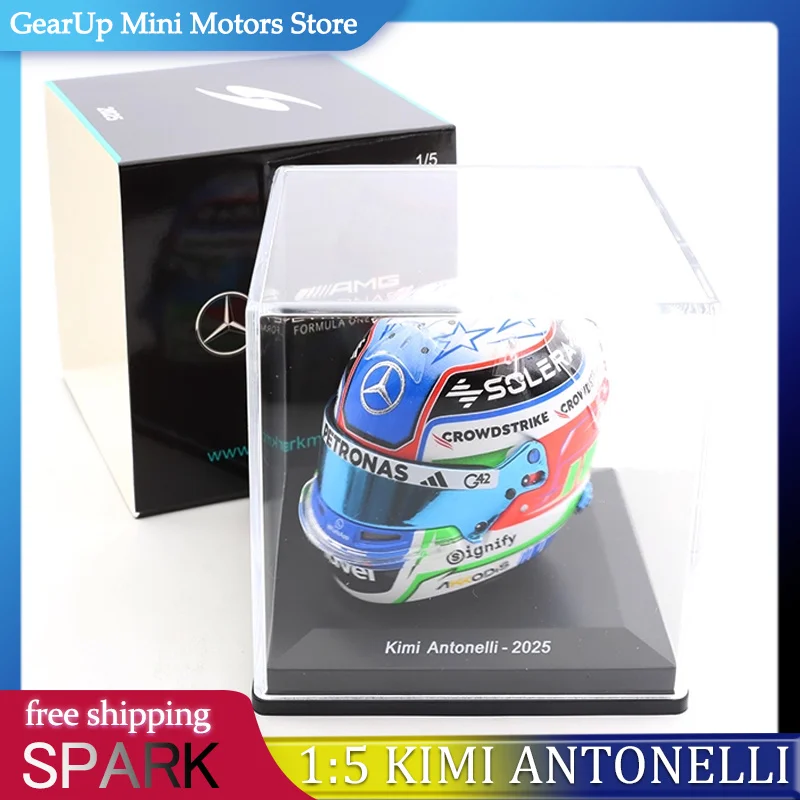 

SPARK 1:5 Scale Replica of Andrea Kimi Antonelli's 2025 Mercedes F1 Helmet - Premium Collectible and Display Piece Toy