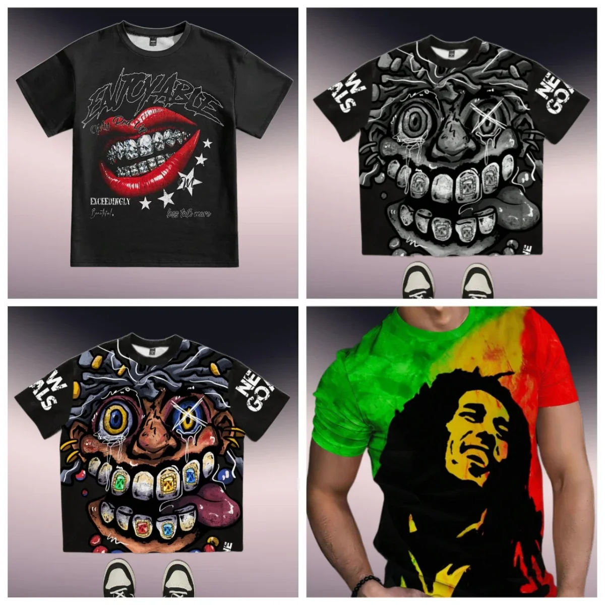 

25. Мужская свободная футболка в уличном стиле с забавным принтом и маской. Модная и повседневная летняя футболка в стиле хип-хоп с круглым вырезом и короткими рукавами.