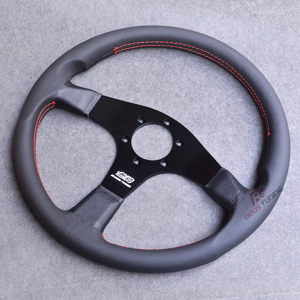 Red Stitch Universal Flat JDM Mugen Style 350mm 14inches Racing Car Sport Steering Wheel For Honda