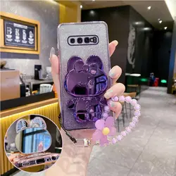 S 9 8 10 Flower Strap Mirror Rabbit Phone Holder Case On For Samsung Galaxy S10 S8 S9 Plus s9 s8plus s10 s 8 s9plus Stand Cover