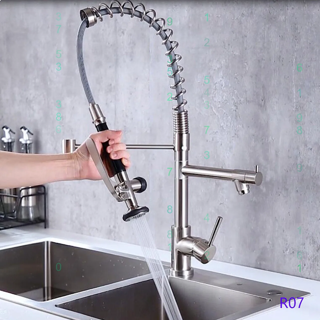 American Brass High Pressure Spring Kitchen Faucet Pull Out Cold Hot Dual Spray