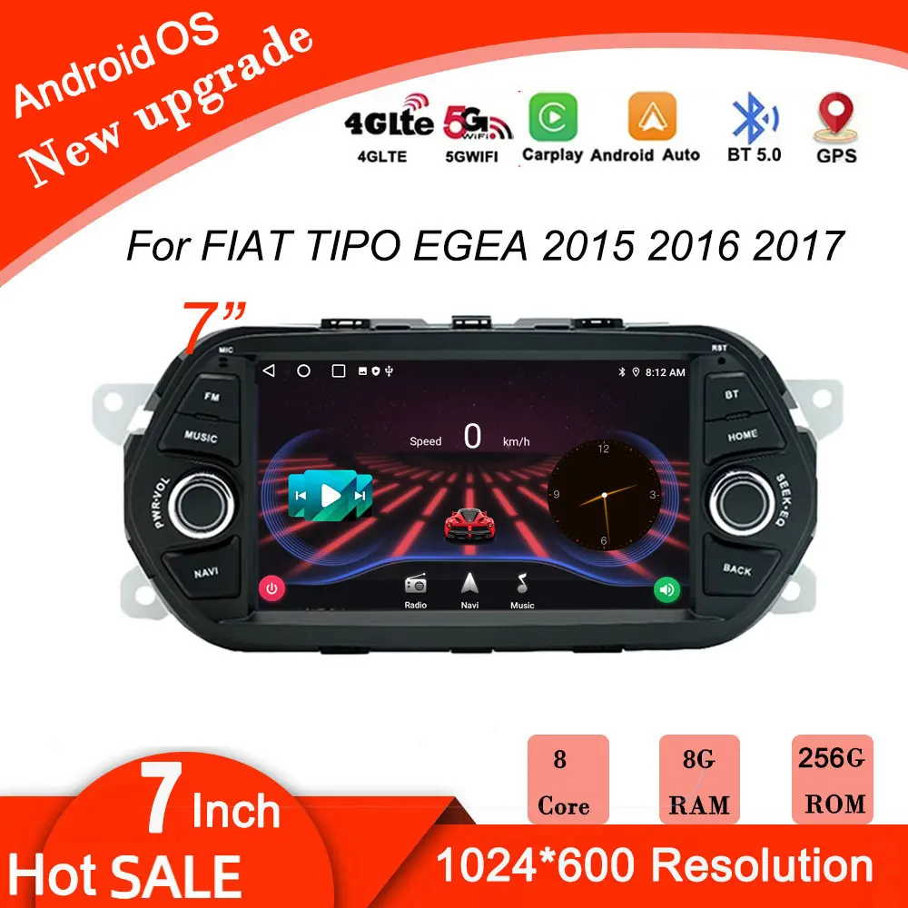 7Inch Android 14 For FIAT TIPO EGEA 2015 2016 2017 Car Radio Android Auto Carplay GPS FM AM RDS DSP Car Multimedia Player