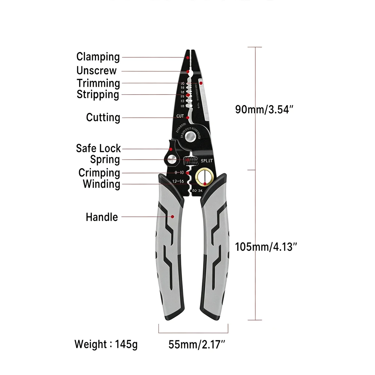 Multi-functional Wire Stripper Crimp 8-10/12-16/20-24 for Cutting Pulling Wires Cable Electrician Scissors Professional Tools