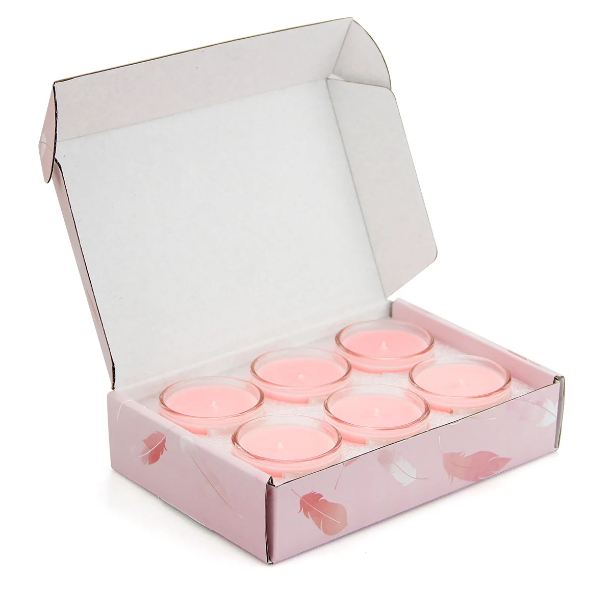 6pc/ Box Pink Tea Wax Gift Box Romantic Encounter Aromatherapy Candle Set Glass Cup Eco-friendly Smokeless Soy Wax