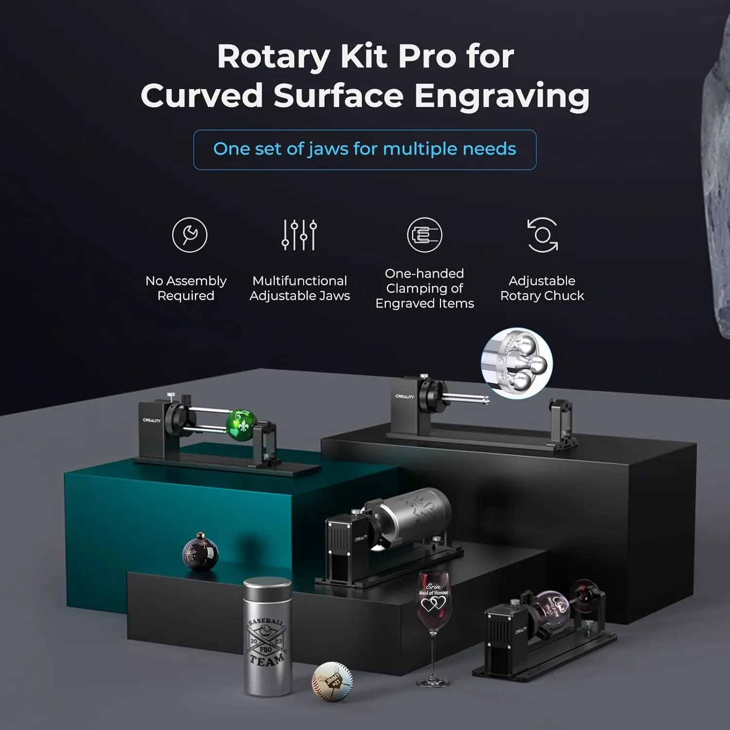 مجموعة Rotary Roller Pro، ملحقات النقش بالليزر 3 في 1 لآلات الصقر وغيرها من آلات الحفر
