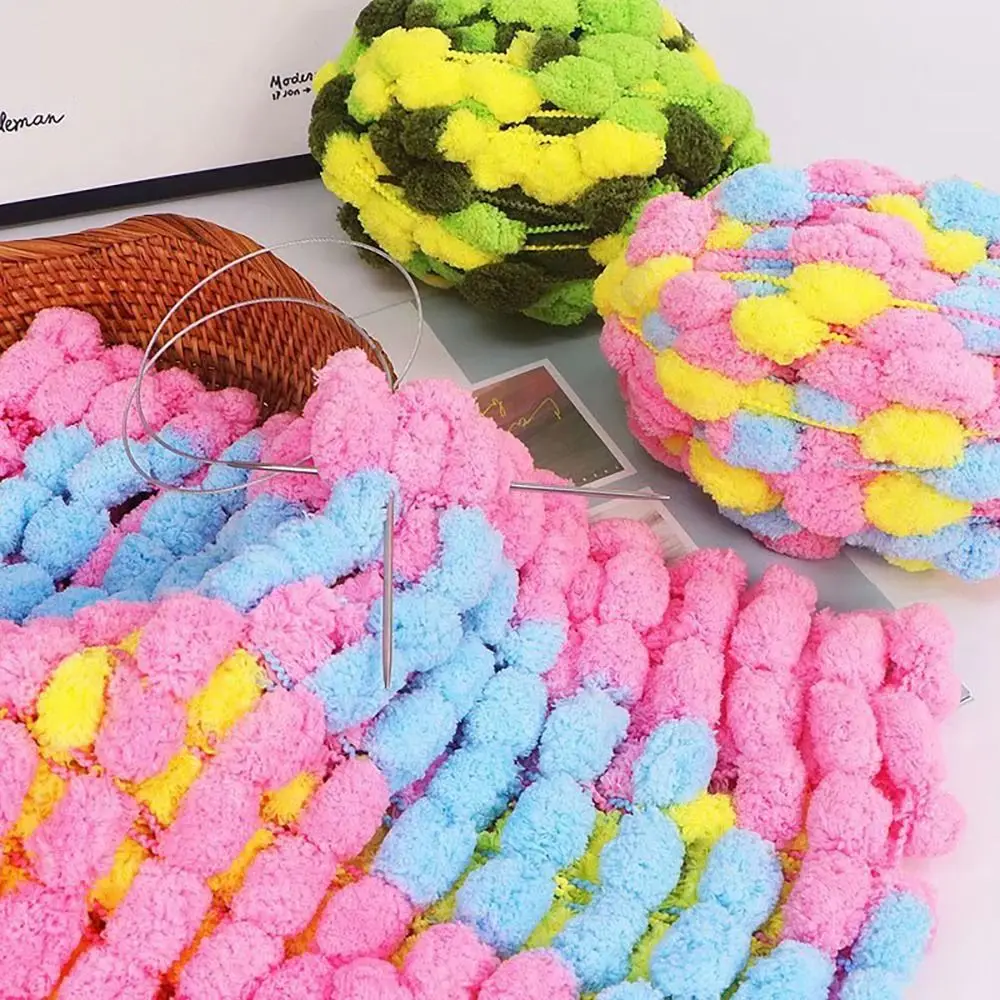 Pom Pom Chunky Yarn Arm Knitting Crocheting DIY Comfortable Weight Yarn Jumbo Yarn for Baskets Cushion Pillow Tapestry Throw