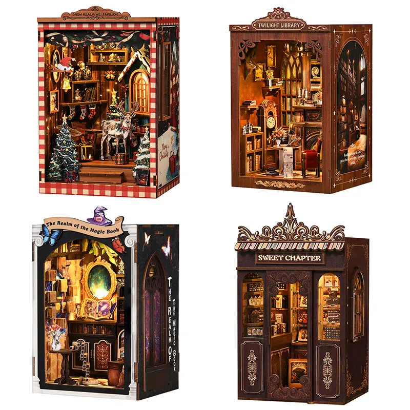 

DIY Book Nook Kit - Figurines Mini Dollhouse Wooden Bookend Room, 3D Puzzle Assembly, Handmade Model For Adults Birthday Gifts