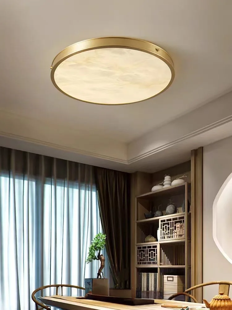 New Chinese Style All Copper Marble Ceiling Lamp, Villa Living Room, Bedroom, Model Room, Hotel Lighting Fixtures