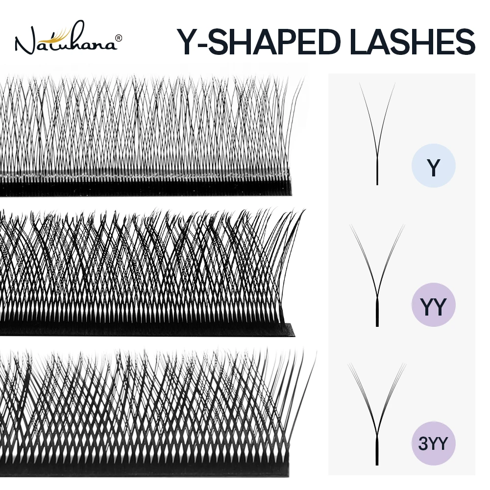 

Накладные ресницы NATUHANA YY C D L LU(M) Curl из искусственной норки с двойным наконечником, Индивидуальные ресницы, легко прививающиеся, макияж для ресниц Y