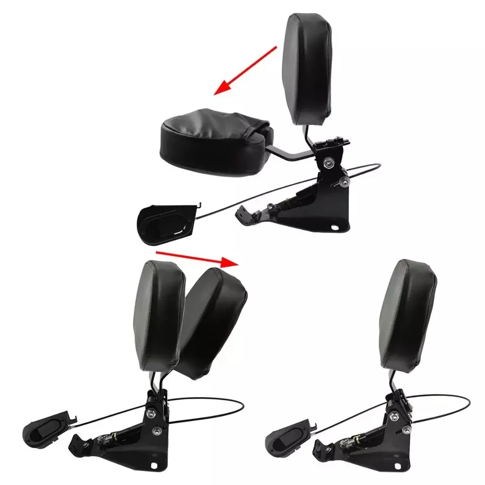 Motorcycle Adjustable Full Forward Driver Rider Backrest Leather Black for Touring 2009-2023