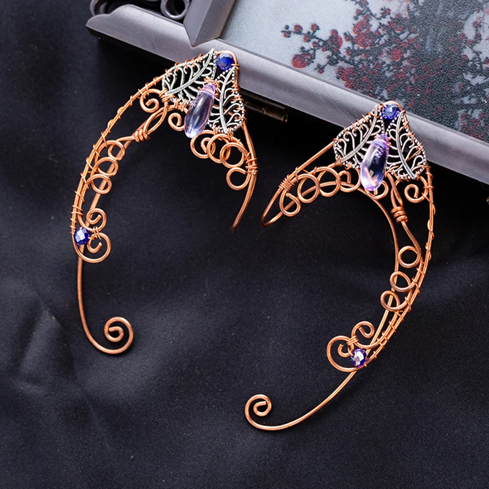 

2pcs 1 Pair Retro Ear Cuffs Elves Design Fashionable Ear Clips For Women Girls Costume Wedding Cosplay Jewelry Decor