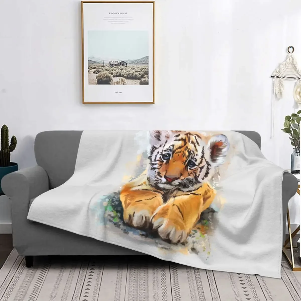 Tiger Baby Tiger Velvet Throw Blankets Animal Lovers Blankets for Bed Car Ultra-Soft Plush Thin Quilt