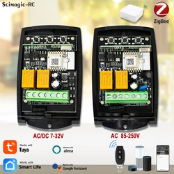 ZIGBEE Tuya Smart Door Switch Universal Garage Door Receiver 2CH 433 433.92MHz Remote Control Gate Opener Controller Transmitter
