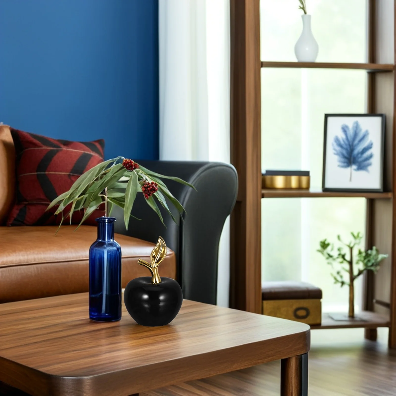 

Lifelike Ceramic Apple Decoration Xmas Party Ornament Small Adorable Figurine Holiday Decor