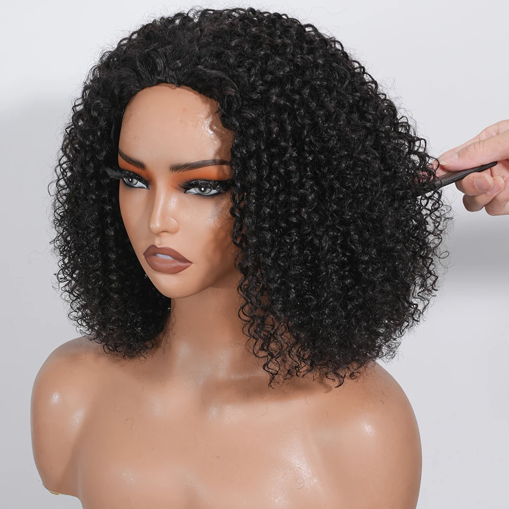 วิกผมครึ่งหัว วิกผมแท้ ความหนาแน่น 200% วิกผมลอนแบบครึ่งหัว 3 in 1 สวมใส่ได้โดยไม่ต้องใช้กาว วิกผมแบบผูกเชือก วิกผมลอนหยิกแบบพลิกกลับด้าน วิกผมแบบคาดศีรษะ